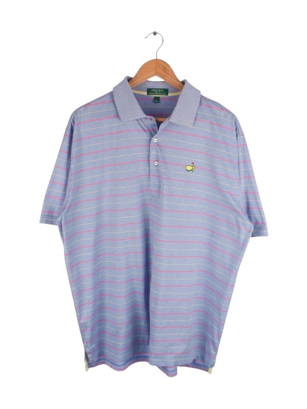 Peter Millar‎ Masters Polo Shirt Men's Performance Blue Pink Striped Size Large